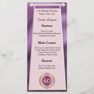 Happy 40th Birthday Rose Gold Glitter Foil Menu