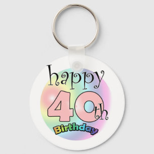 Happy 40th Birthday (roze) Key Ring