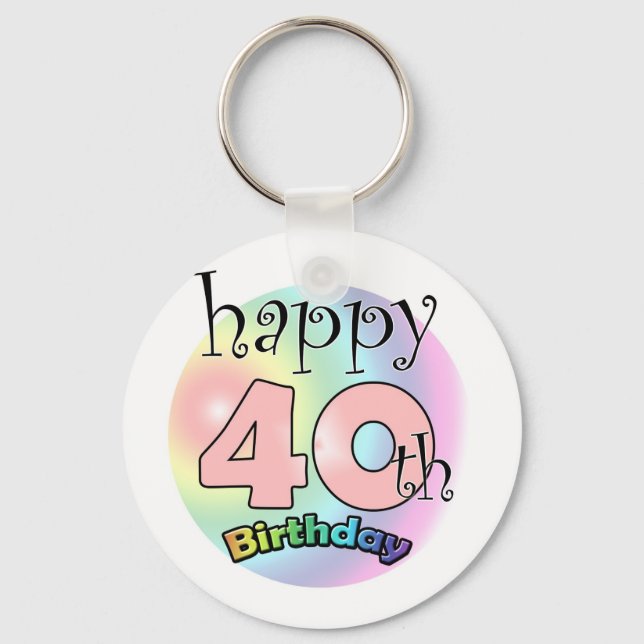 Happy 40th Birthday (roze) Key Ring (Front)