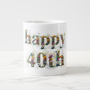 Happy 40th Birthday Sprays of Wildflowers Large Coffee Mug