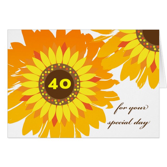 Happy 40th Birthday, Sunflowers Design (Front Horizontal)
