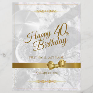 Happy 40th birthday with golden bow