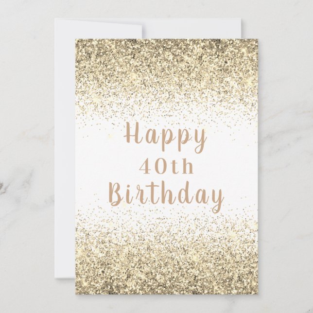 Happy 40th Gold Glitter Typography Birthday Card (Front)