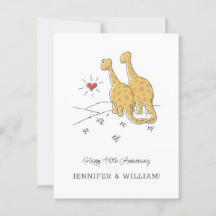 Happy 40th Wedding Anniversary Cute Dinosaurs Card
