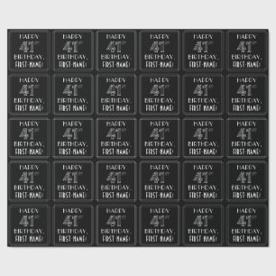 HAPPY 41ST BIRTHDAY; Art Deco Style w/ Custom Name Wrapping Paper