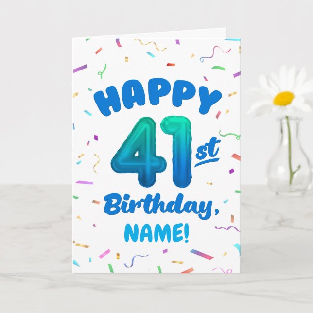 Happy 41st Birthday Card with Custom Name (Small Plant)