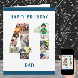 Happy 41st Birthday Dad Number 41 Photo Collage Card