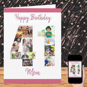Happy 41st Birthday Mum Number 41 Photo Collage Card