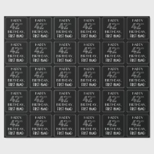 HAPPY 42ND BIRTHDAY; Art Deco Style w/ Custom Name Wrapping Paper