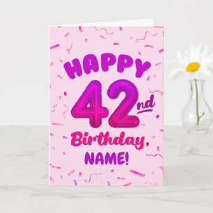 Happy 42nd Birthday Card with Custom Name