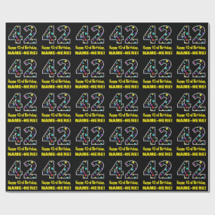 Happy 42nd Birthday, Fun Colourful Stars Pattern 4 Wrapping Paper