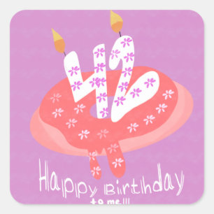 Happy 42nd Birthday to me Doughnut Cake Party Square Sticker