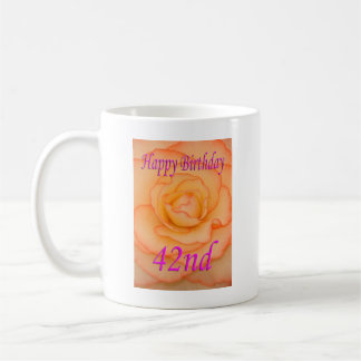 Happy 42nd Birthday Yellow Flower with Pink Trim Coffee Mug