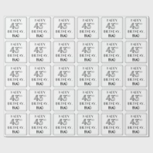 HAPPY 43RD BIRTHDAY; Art Deco Style; Custom Name Wrapping Paper