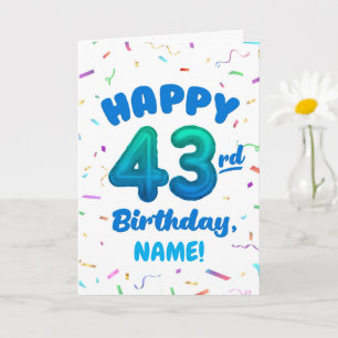 Happy 43rd Birthday Card with Custom Name