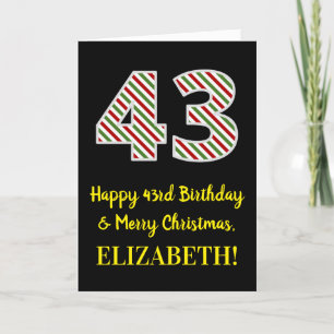 Happy 43rd Birthday & Merry Christmas, Custom Name Card