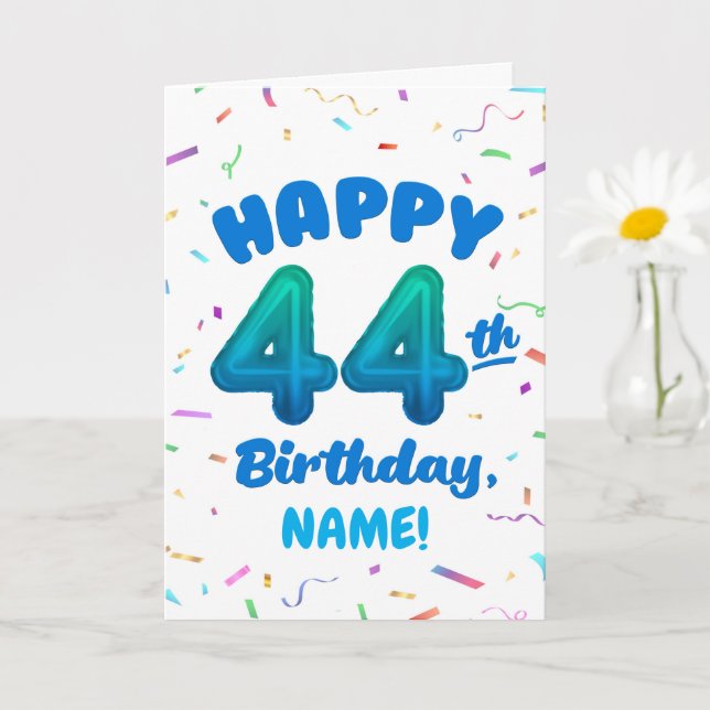 Happy 44th Birthday Card with Custom Name (Small Plant)