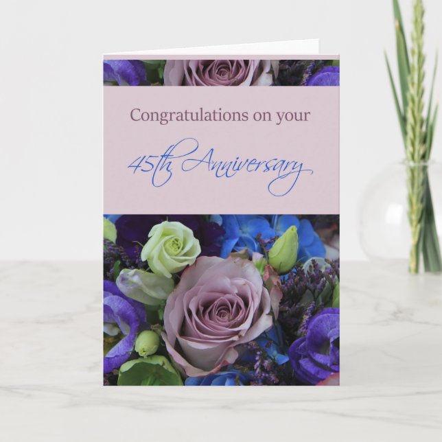 Happy 45th Anniversary roses Card (Front)