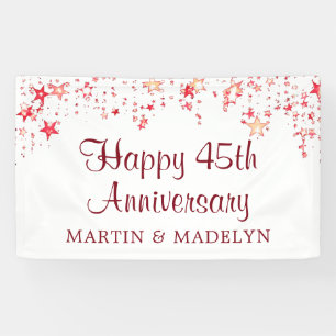 Happy 45th Anniversary Ruby Red Stars Banner