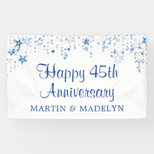 Happy 45th Anniversary Sapphire Blue Stars Banner