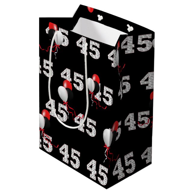 Happy 45th Birthday Balloons Medium Gift Bag (Back Angled)
