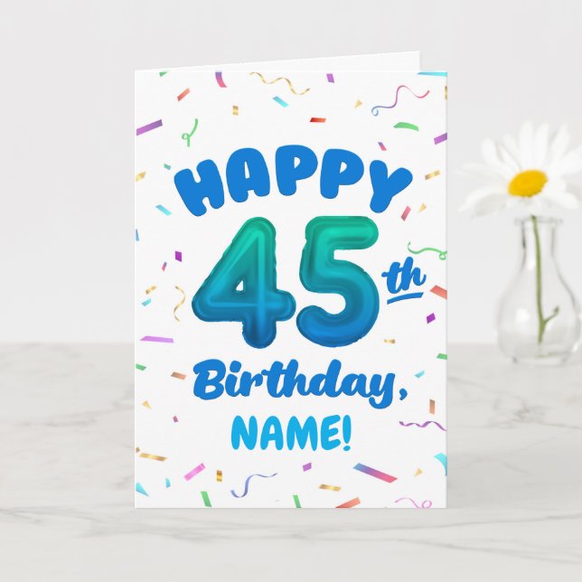 Happy 45th Birthday Card with Custom Name (Small Plant)