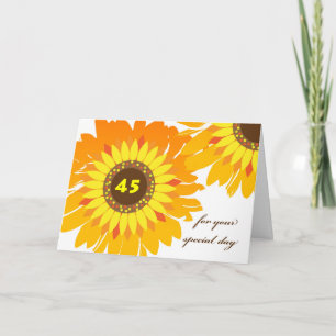 Happy 45th Birthday, Sunflowers Floral Design Card