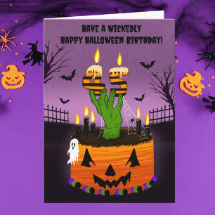 Happy 45th Halloween Birthday Spooky Cake Card