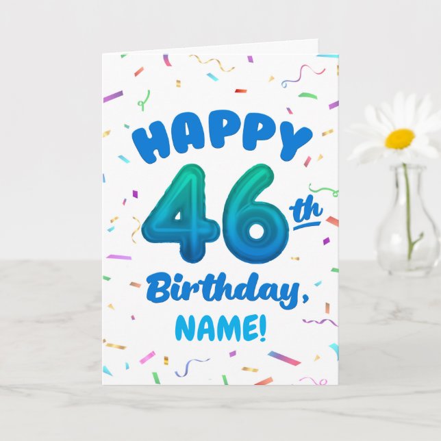 Happy 46th Birthday Card with Custom Name (Small Plant)
