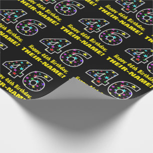 Happy 46th Birthday, Fun Colourful Stars Pattern 4 Wrapping Paper