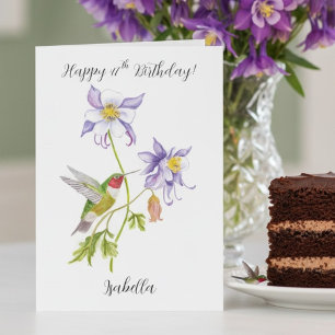 Happy 47th Birthday Columbine with Hummingbird Card