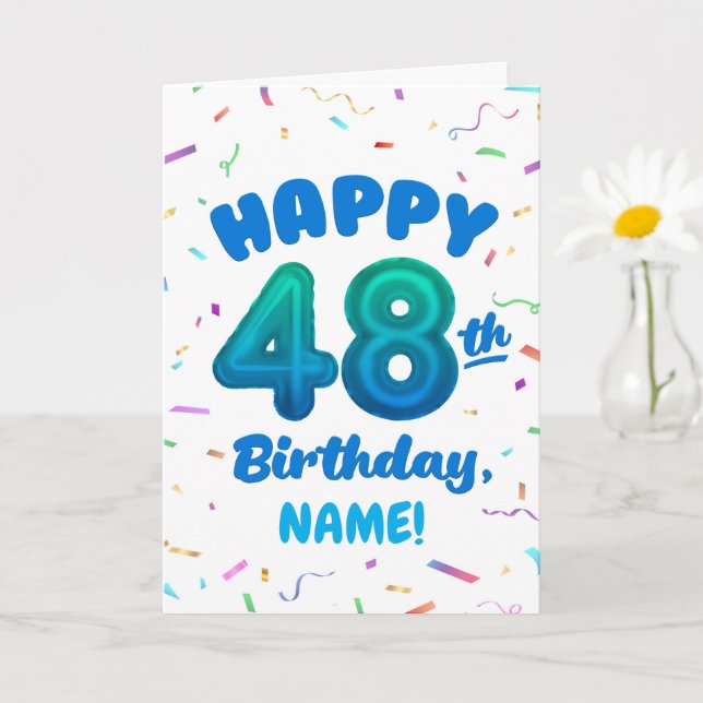 Happy 48th Birthday Card with Custom Name (Small Plant)