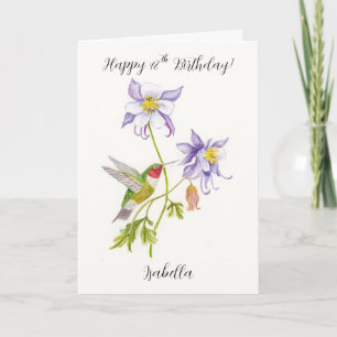 Happy 48th Birthday Columbine with Hummingbird Card
