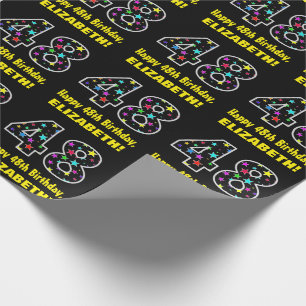 Happy 48th Birthday, Fun Colorful Stars Pattern 48 Wrapping Paper