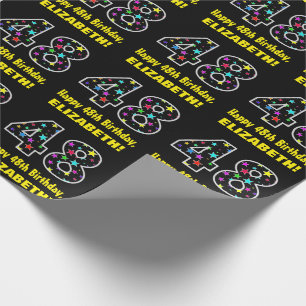 Happy 48th Birthday, Fun Colourful Stars Pattern 4 Wrapping Paper