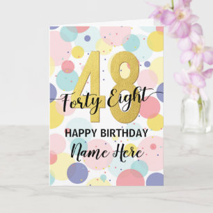 Happy 48th Birthday Pastel Rainbow Gold Woman Card