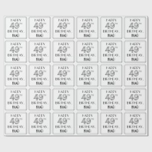 HAPPY 49TH BIRTHDAY; Art Deco Style; Custom Name Wrapping Paper