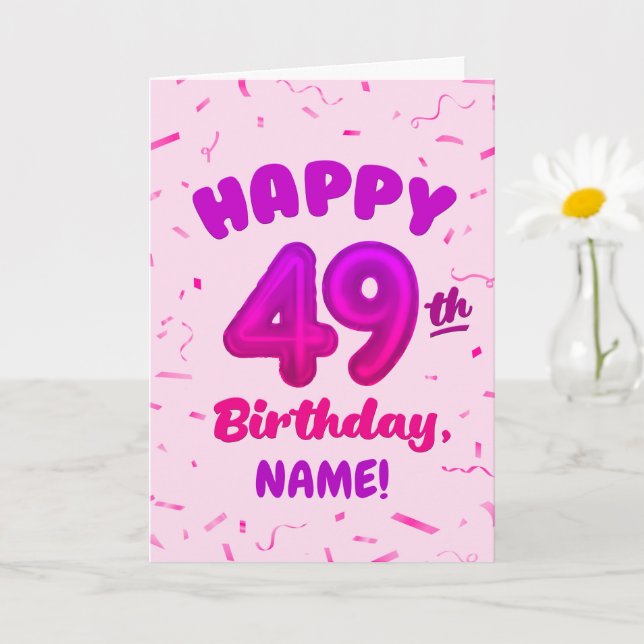 Happy 49th Birthday Card with Custom Name (Small Plant)