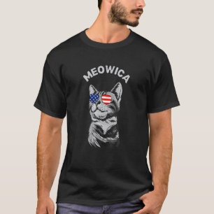 Happy 4 H Of July Meowica American Patriotic Flag T-Shirt