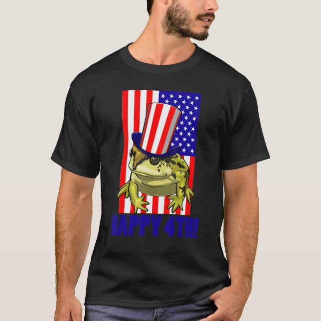 Happy 4Th American Flag Frog  Women Frog Love 2 T-Shirt (Front)