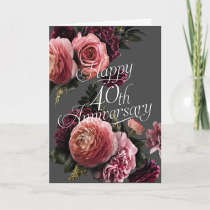 Happy 4th Anniversary-Elegant Floral Anniversary Card