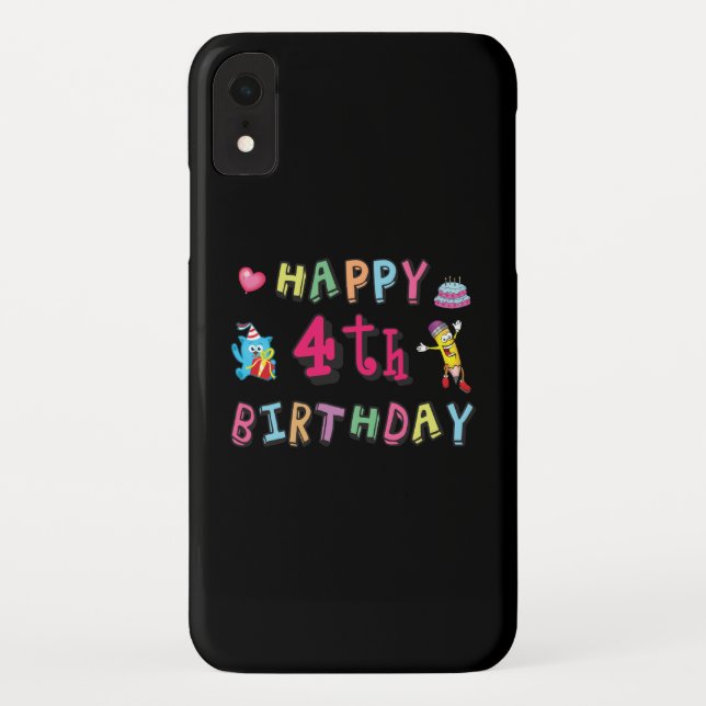 Happy 4th Birthday. 4 year b-day. Case-Mate iPhone Case (Back)