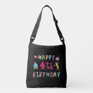 Happy 4th Birthday. 4 year b-day. Crossbody Bag