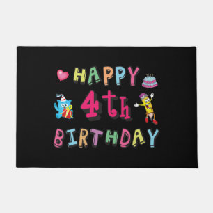 Happy 4th Birthday. 4 year b-day. Doormat