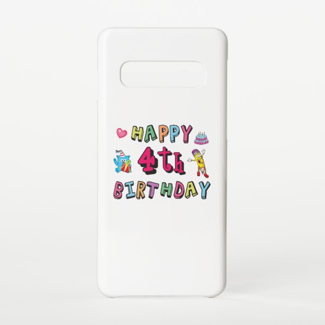 Happy 4th Birthday. 4 year b-day. Samsung Galaxy Case (Back)