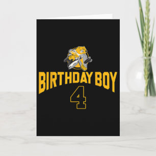 Happy 4th Birthday Boy Hockey Bear Ice Hockey Them Card