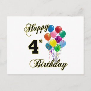 Happy 4th Birthday Cards and Birthday Post Cards