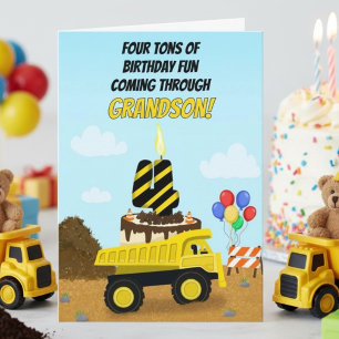 Happy 4th Birthday Grandson Dump Truck  Card