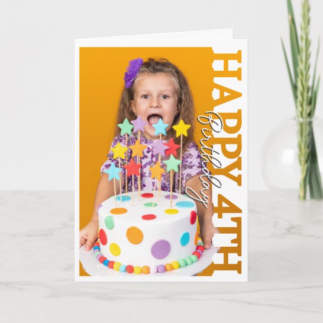 Happy 4th Birthday Photo college Card (Front)