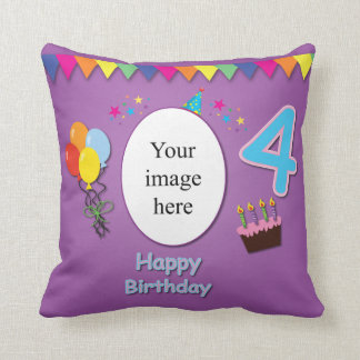 Happy 4th Birthday Pillow with Your Photo
